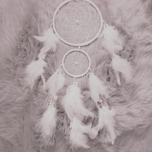 White Feather Dream Catcher with Raw White Quartz Healing Crystal - Picture 8 of 8